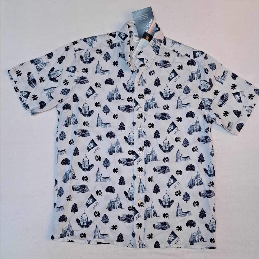 Notre Dame Fighting Irish AOP (All over print ) Short Sleeve Button Down -MEDIUM